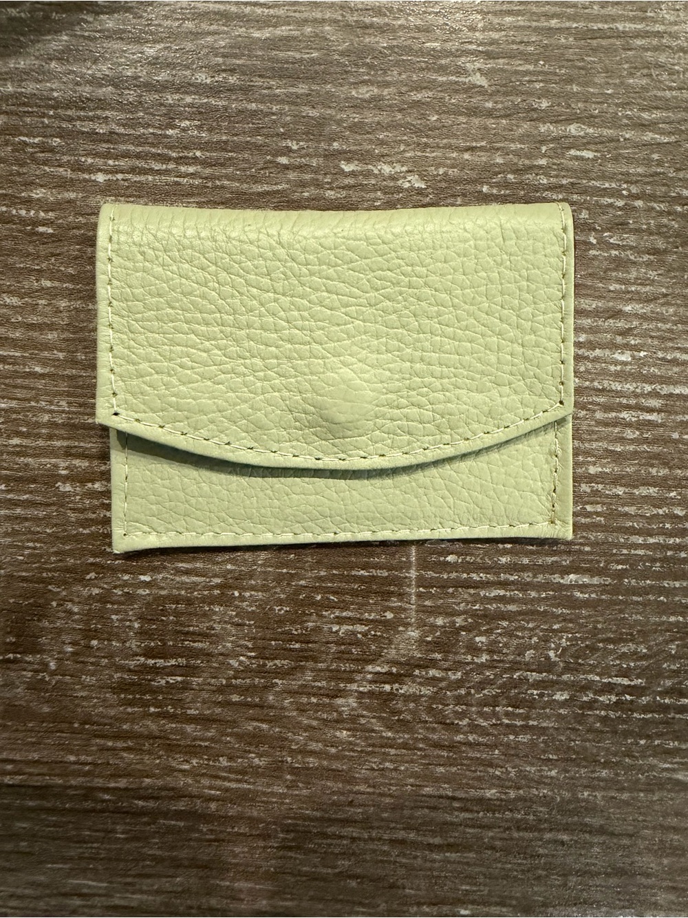 Compact Pale Green Leather Card & Key Wallet